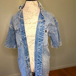 Vintage studded denim blouse
